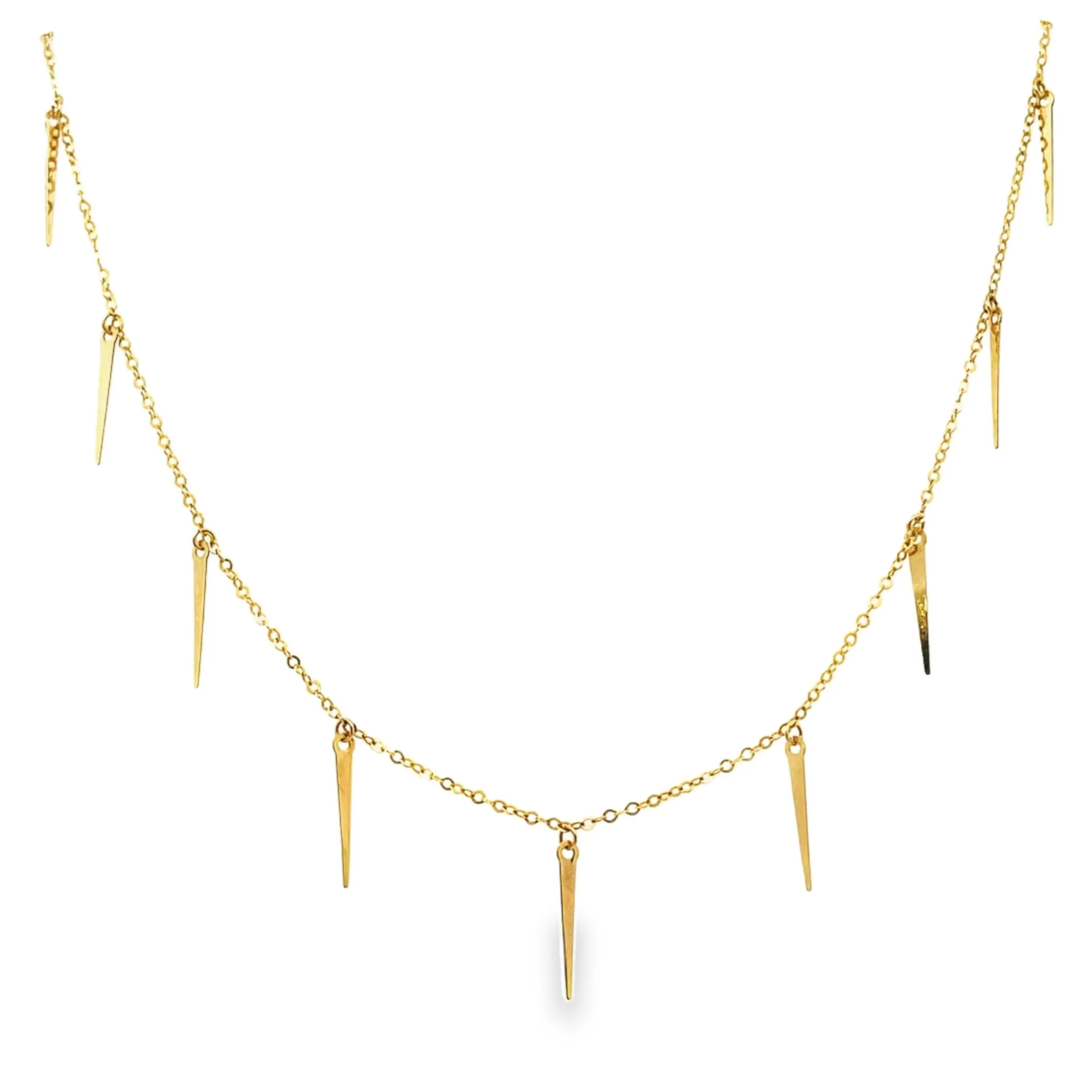 14K Gold Spike Drop Necklace