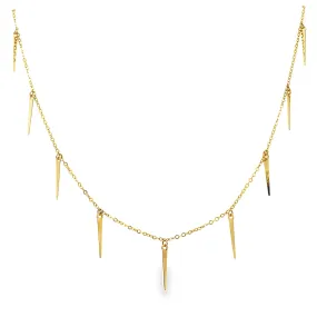 14K Gold Spike Drop Necklace