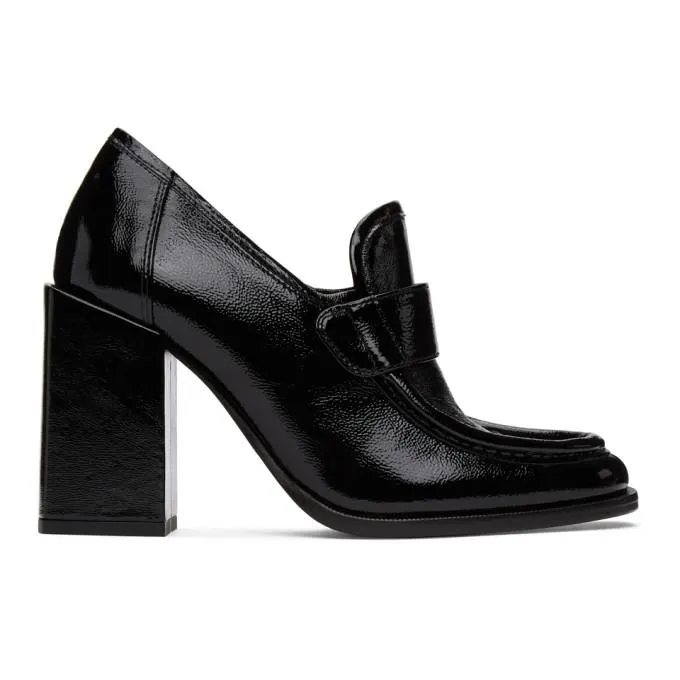 AMI Alexandre Mattiussi Black Leather Loafer Heels