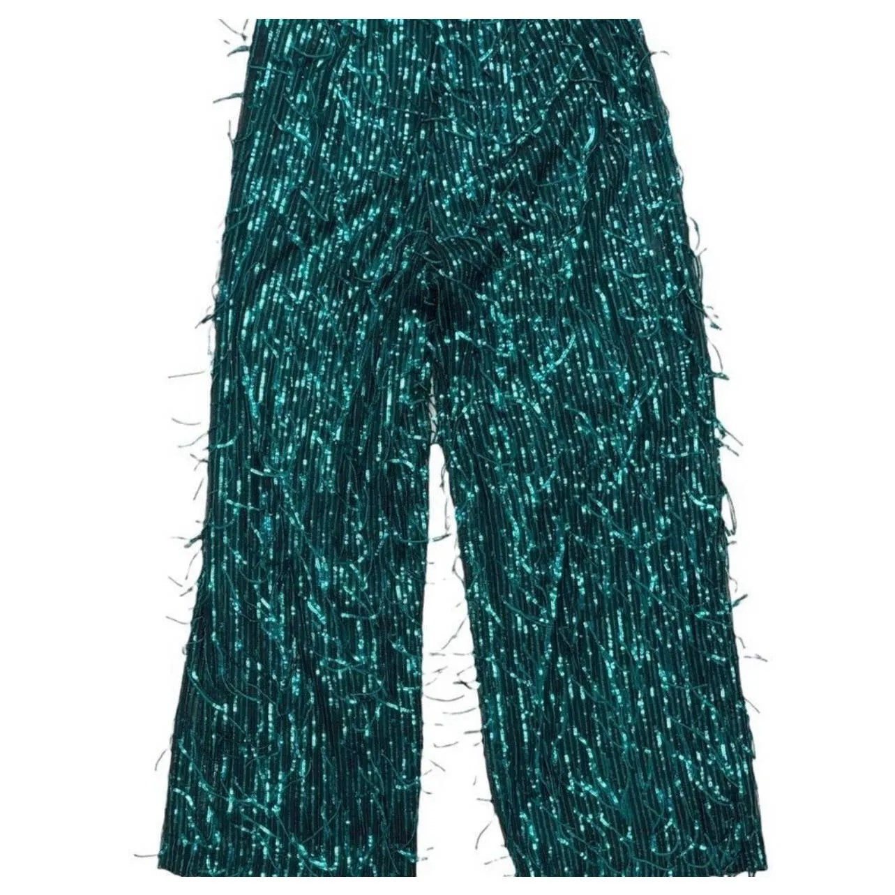 Anthropologie Maeve Sequin Green Pants Party Formal Size 8 New