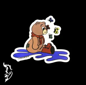 Bear with Butterflies Hand-drawn Vinyl Sticker