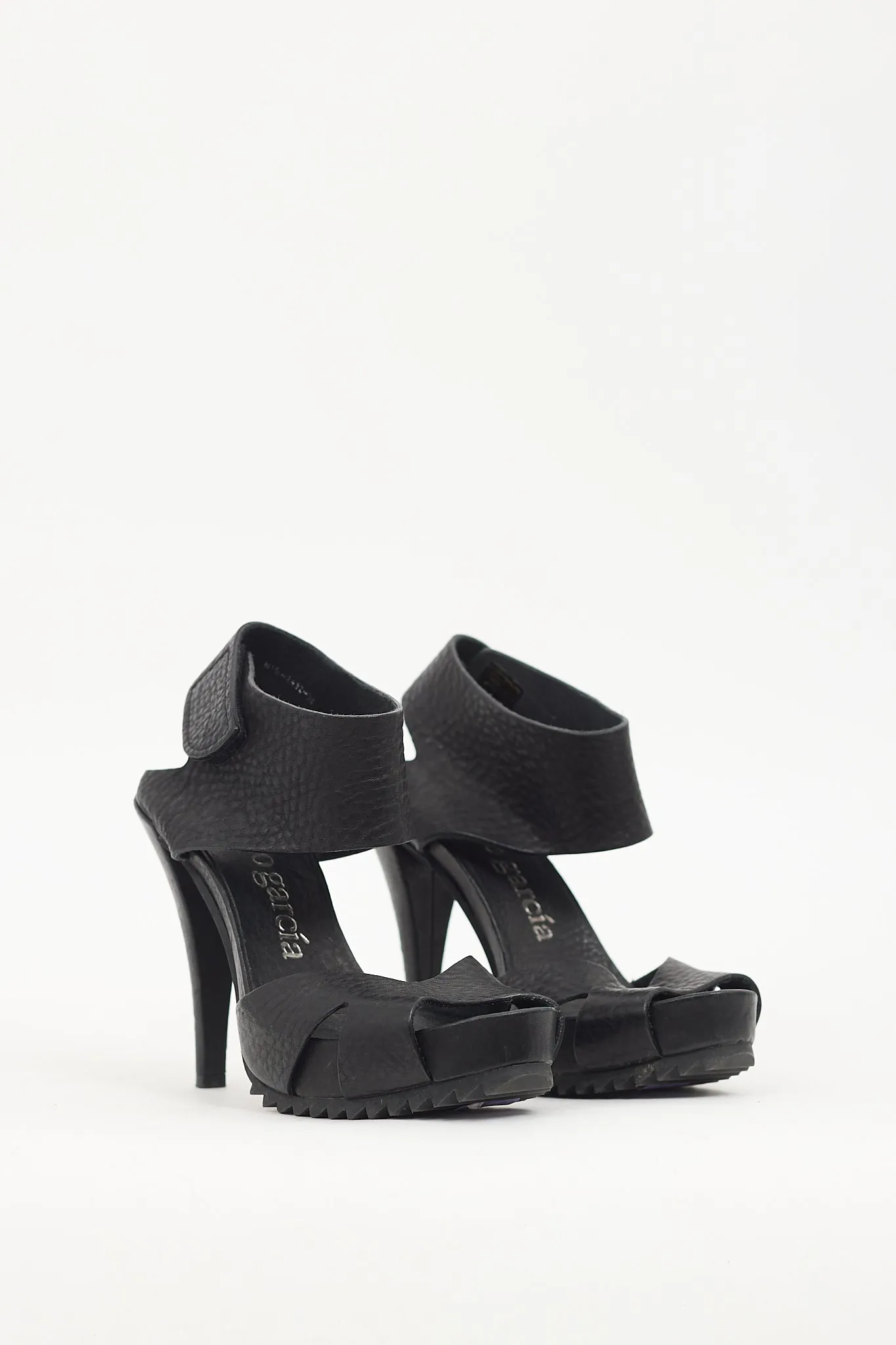 Black Leather Cut Out Heel