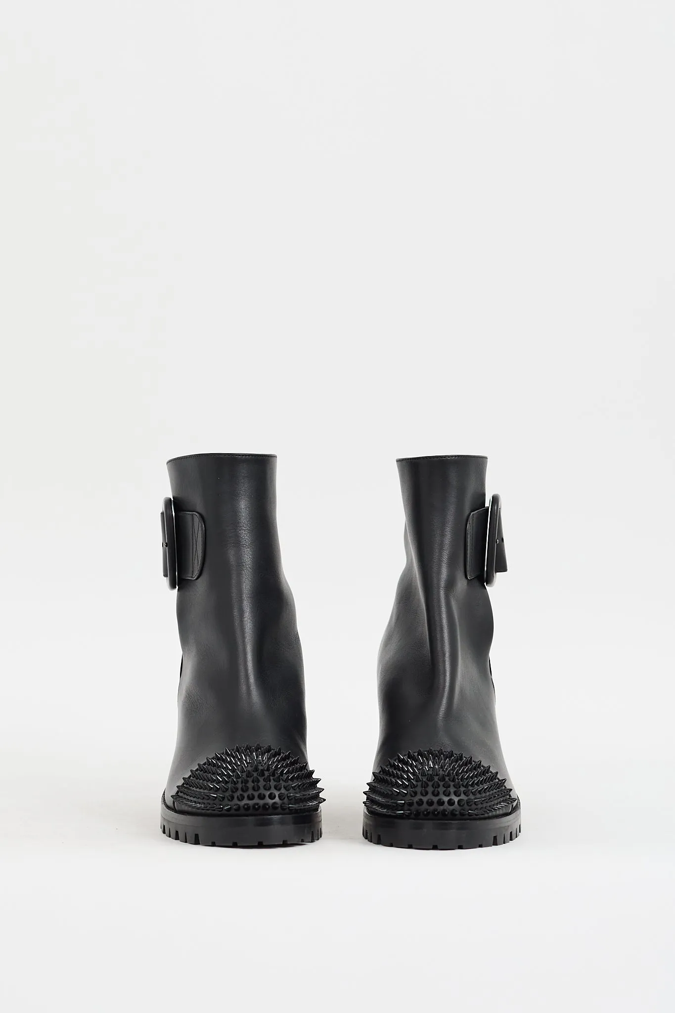 Black Leather Olivia 70 Spiked Boot