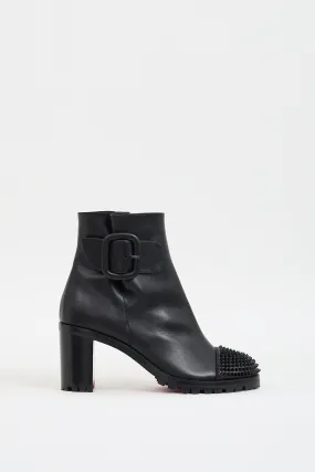 Black Leather Olivia 70 Spiked Boot