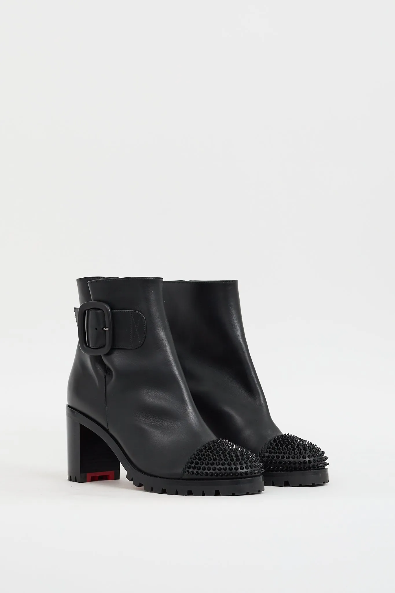 Black Leather Olivia 70 Spiked Boot