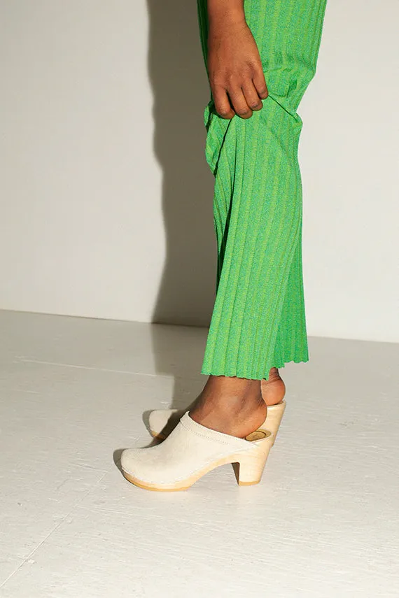 Chalk Suede Old School Clog on High Heel