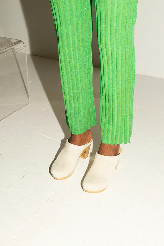 Chalk Suede Old School Clog on High Heel