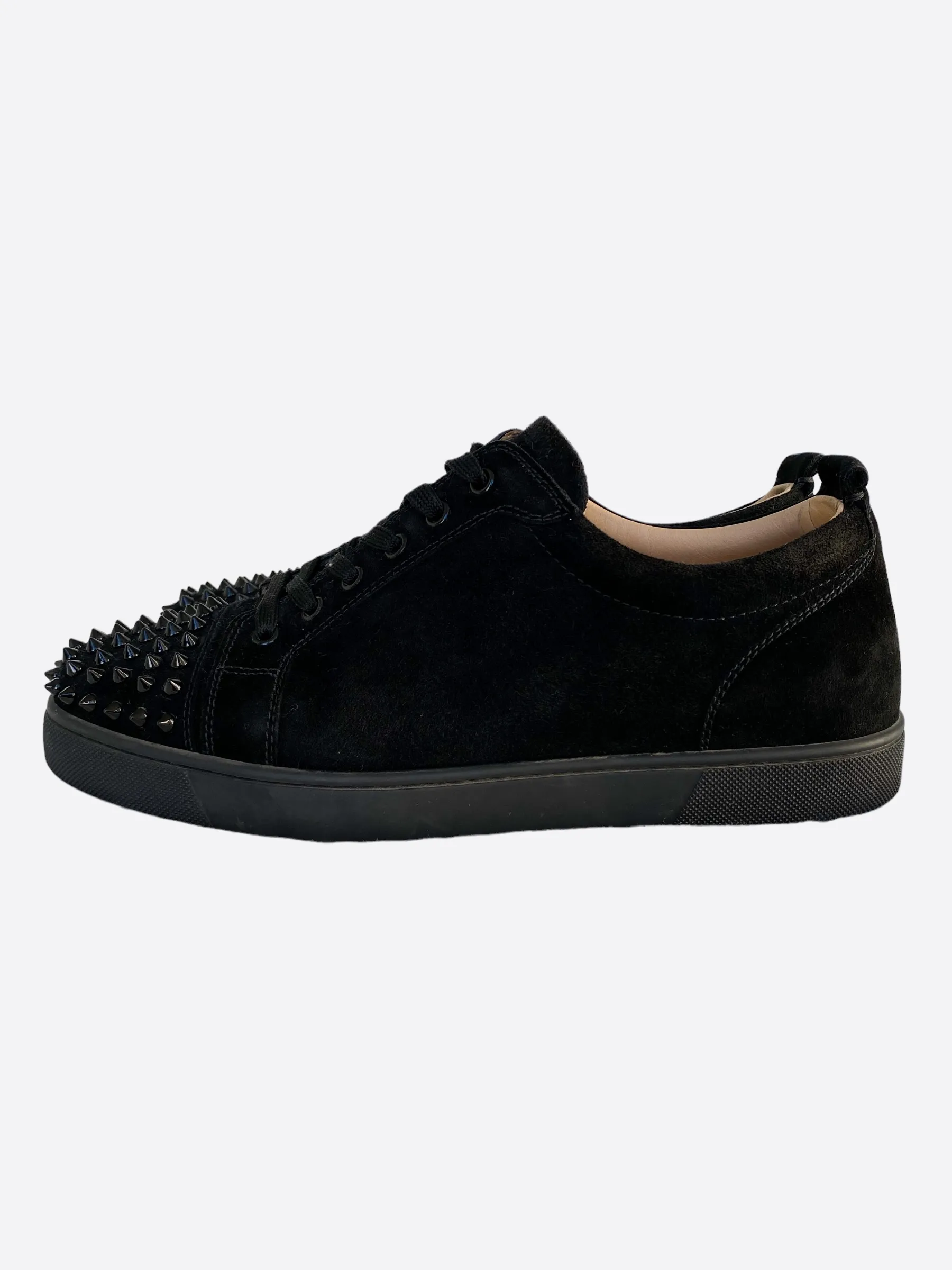 Christian Louboutin Black Velour Spiked Low Tops