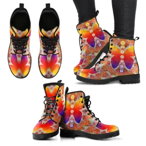 Colorful Butterfly and Chakra Women's Leather Boots