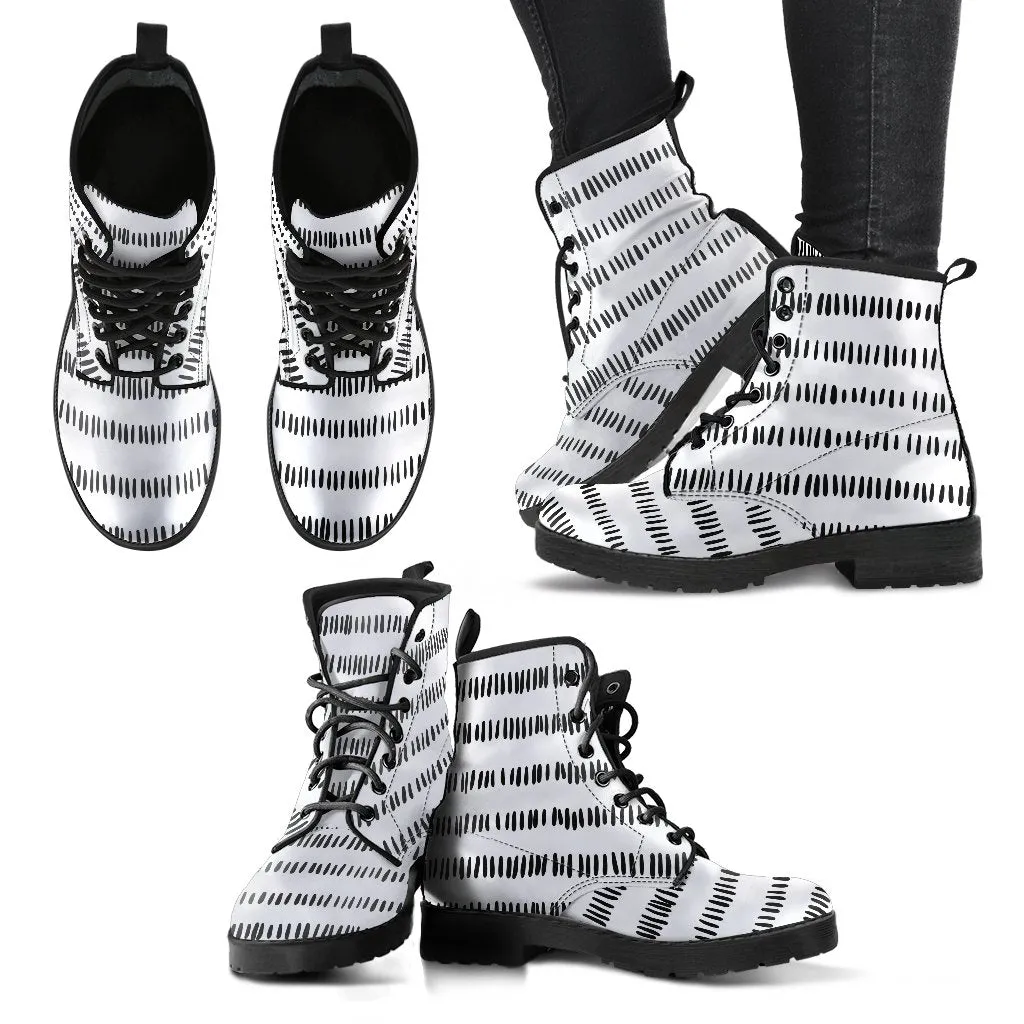 Combat Boots-Doodle Series 105, Vegan Leather