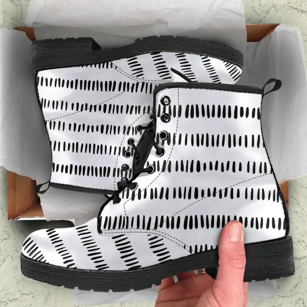 Combat Boots-Doodle Series 105, Vegan Leather