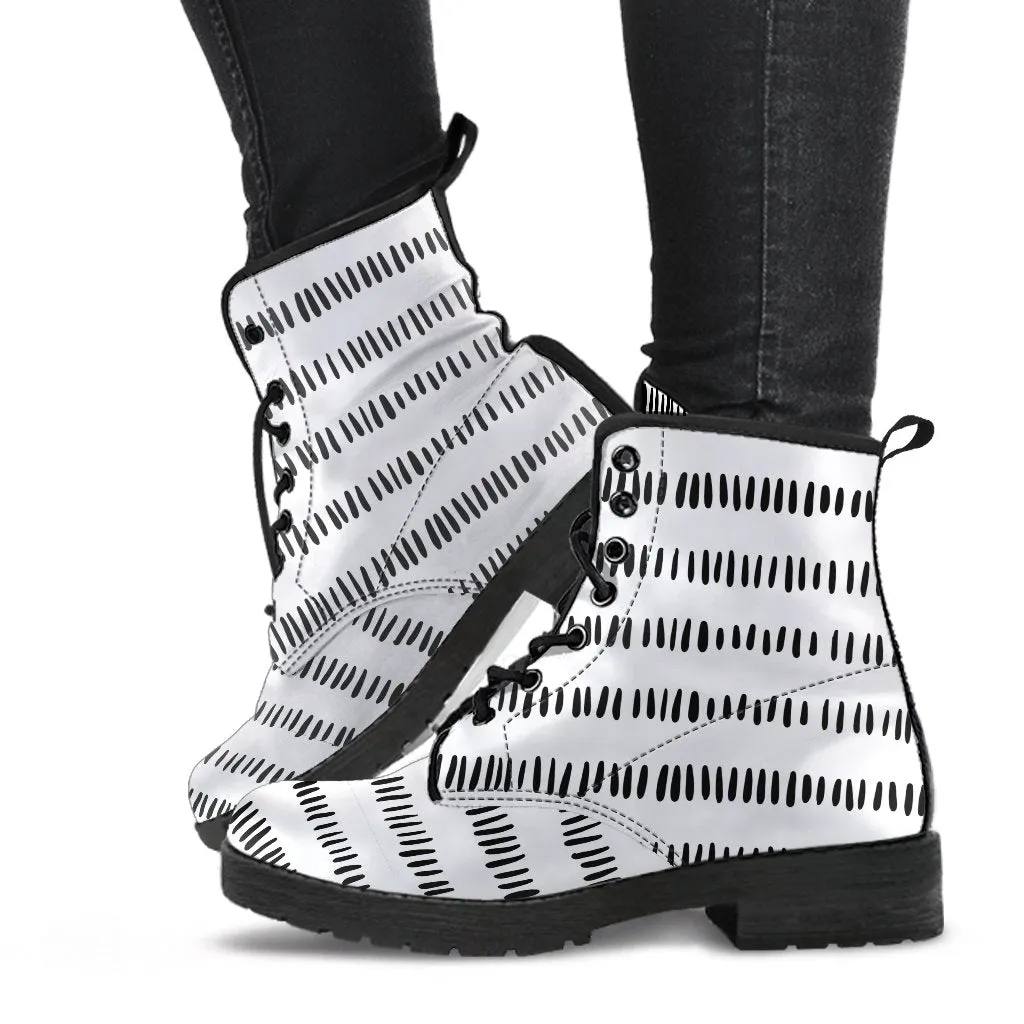 Combat Boots-Doodle Series 105, Vegan Leather