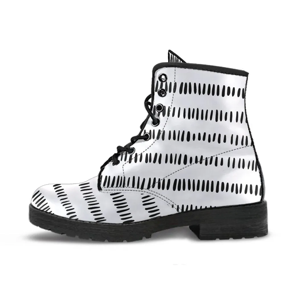 Combat Boots-Doodle Series 105, Vegan Leather