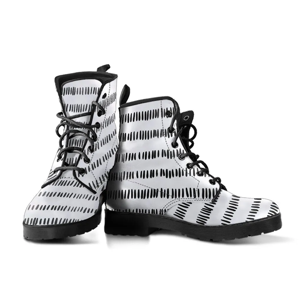 Combat Boots-Doodle Series 105, Vegan Leather