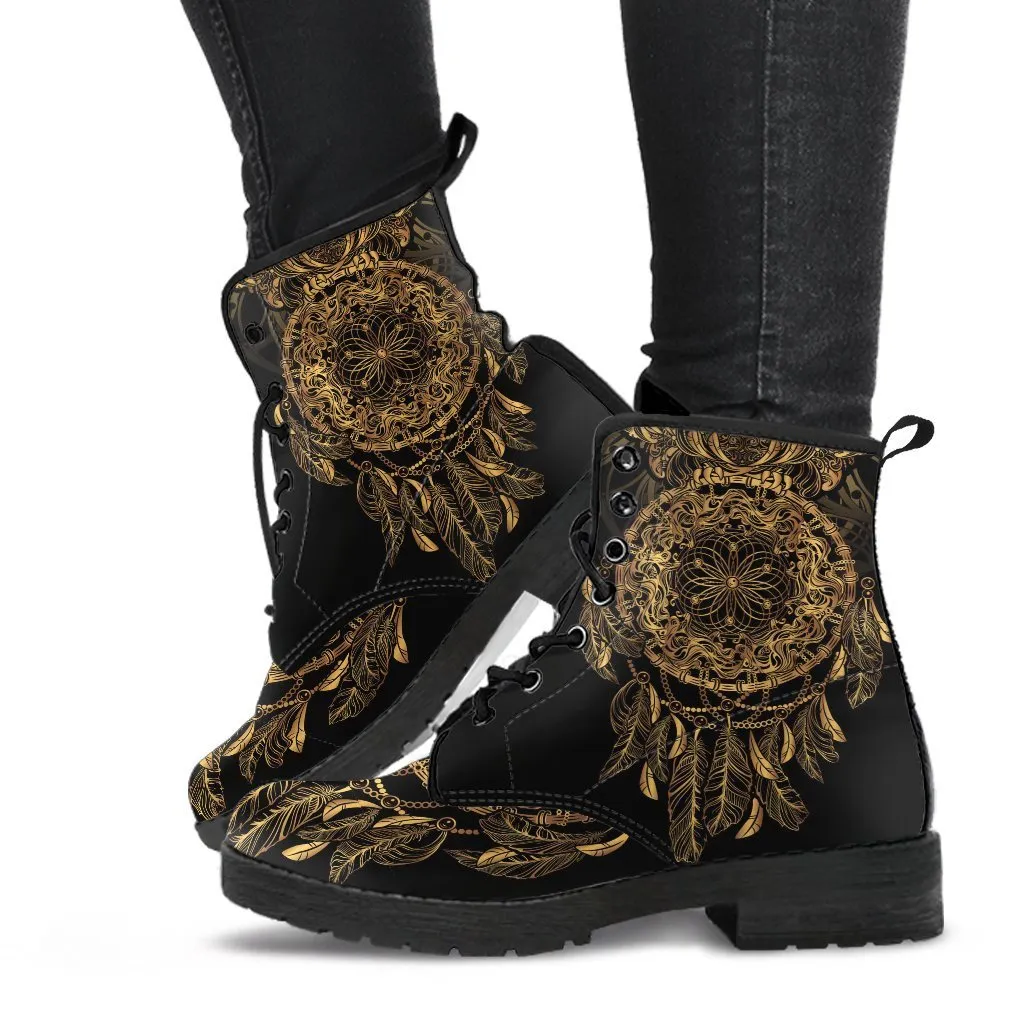 Combat Boots - Dreamcatcher | Vegan Leather Lace Up Boots, Handmade Lace Up Boots, Women’s Boots, Men’s Boots 9.5, Custom Shoes