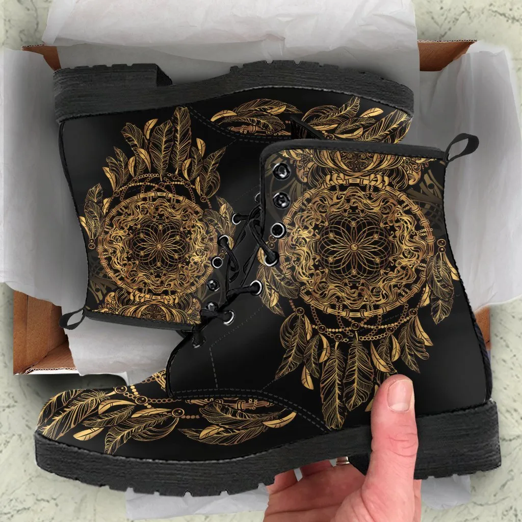 Combat Boots - Dreamcatcher | Vegan Leather Lace Up Boots, Handmade Lace Up Boots, Women’s Boots, Men’s Boots 9.5, Custom Shoes