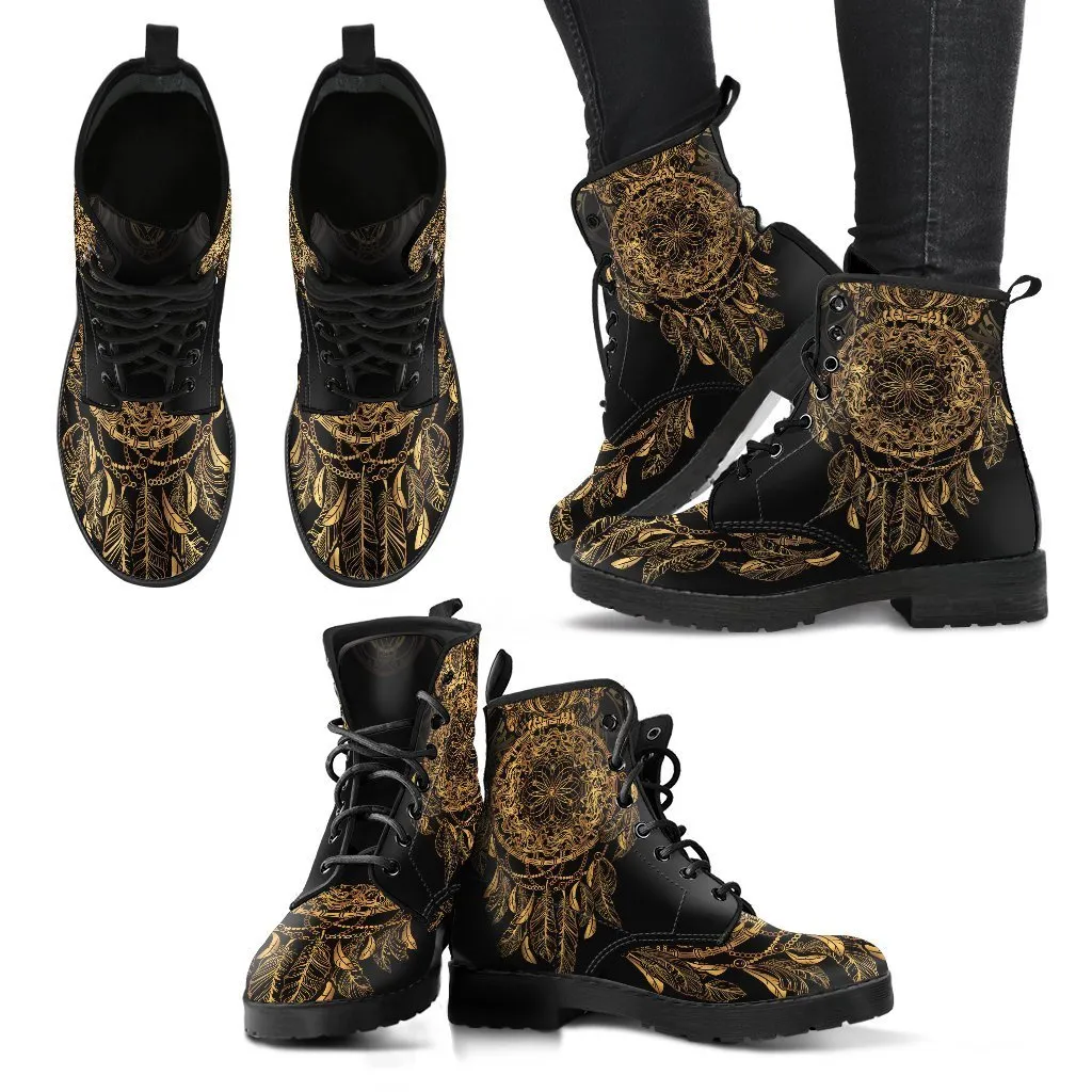 Combat Boots - Dreamcatcher | Vegan Leather Lace Up Boots, Handmade Lace Up Boots, Women’s Boots, Men’s Boots 9.5, Custom Shoes