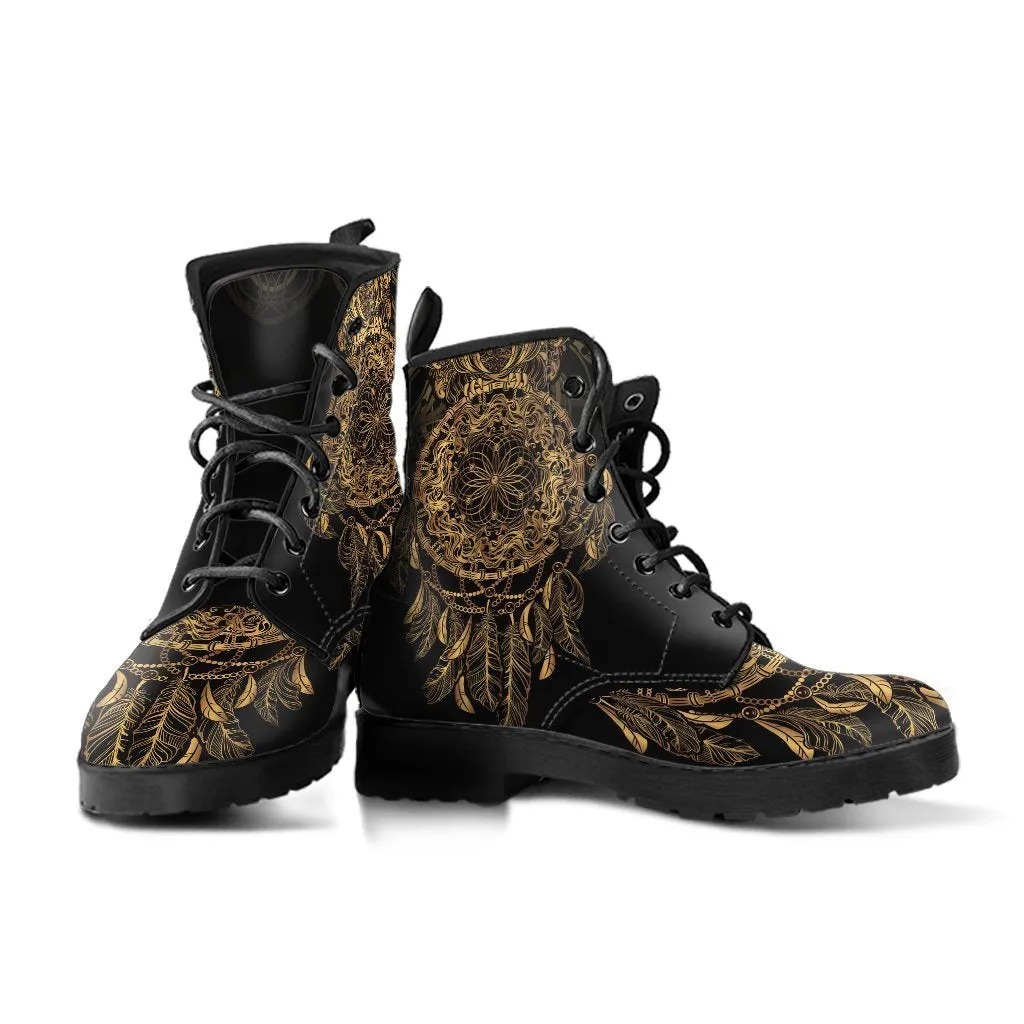Combat Boots - Dreamcatcher | Vegan Leather Lace Up Boots, Handmade Lace Up Boots, Women’s Boots, Men’s Boots 9.5, Custom Shoes