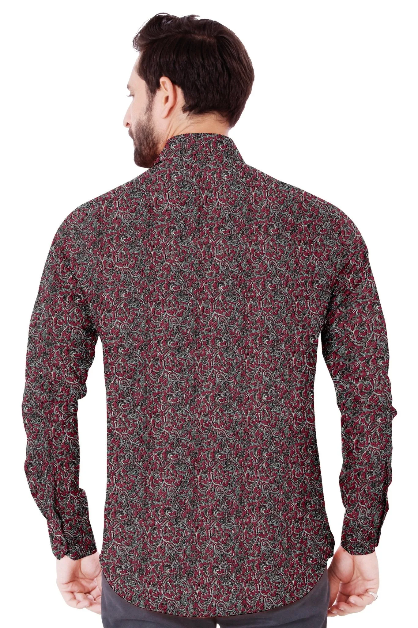 Crimson Paisley Cotton Shirt