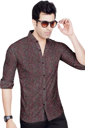 Crimson Paisley Cotton Shirt