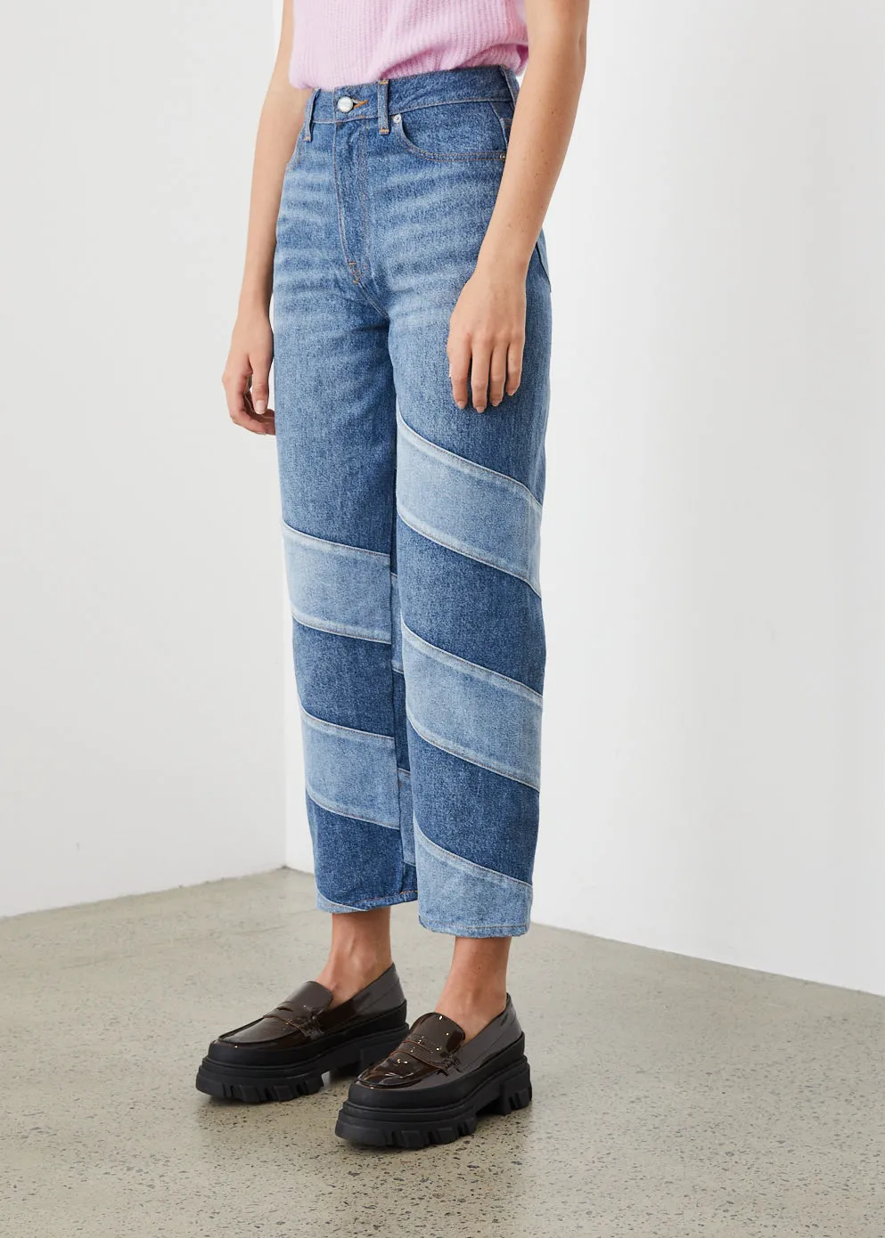 Cutline Straight Leg Jeans