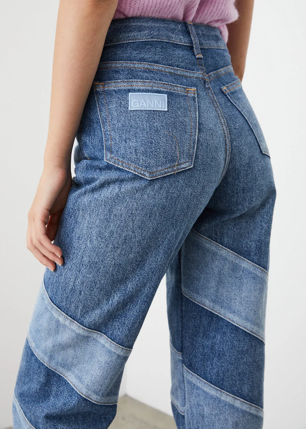 Cutline Straight Leg Jeans