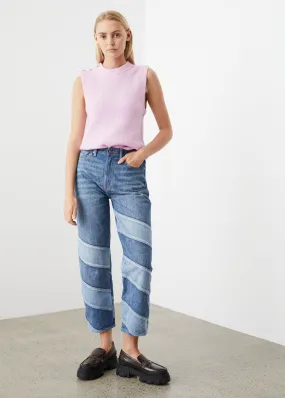 Cutline Straight Leg Jeans