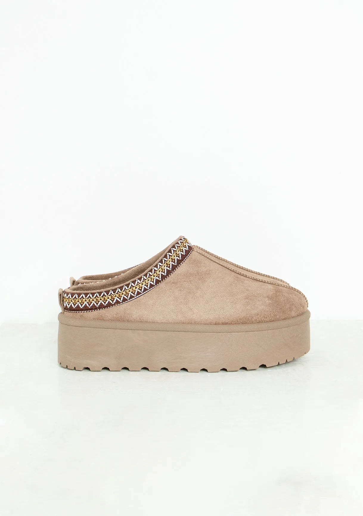 Emily Mocha Platform Faux Fur Lined Slip On Boots