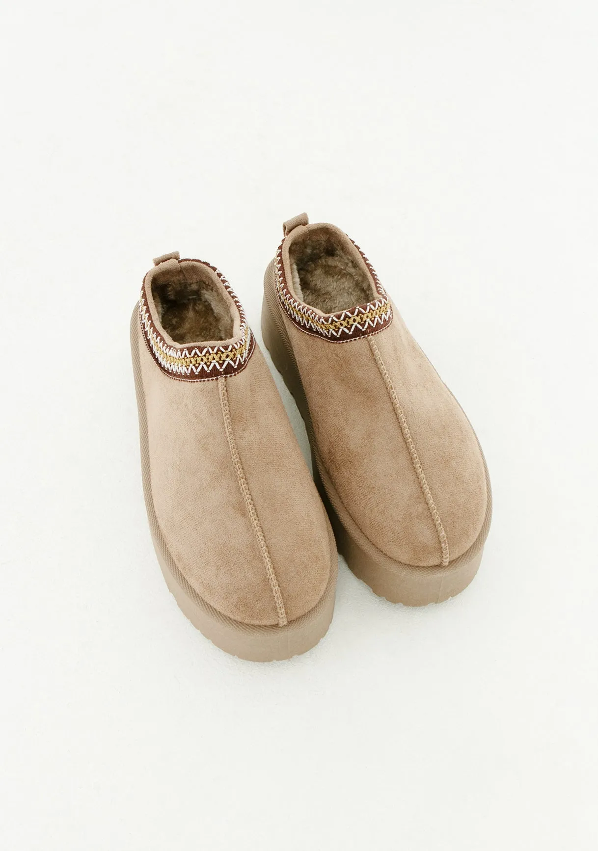 Emily Mocha Platform Faux Fur Lined Slip On Boots