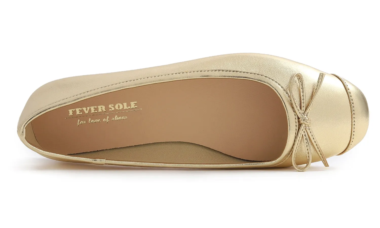 Feversole Women's Square Toe Fashion Bow Tie Dress Slip On Ballet Flats Metallic Vegan Leather