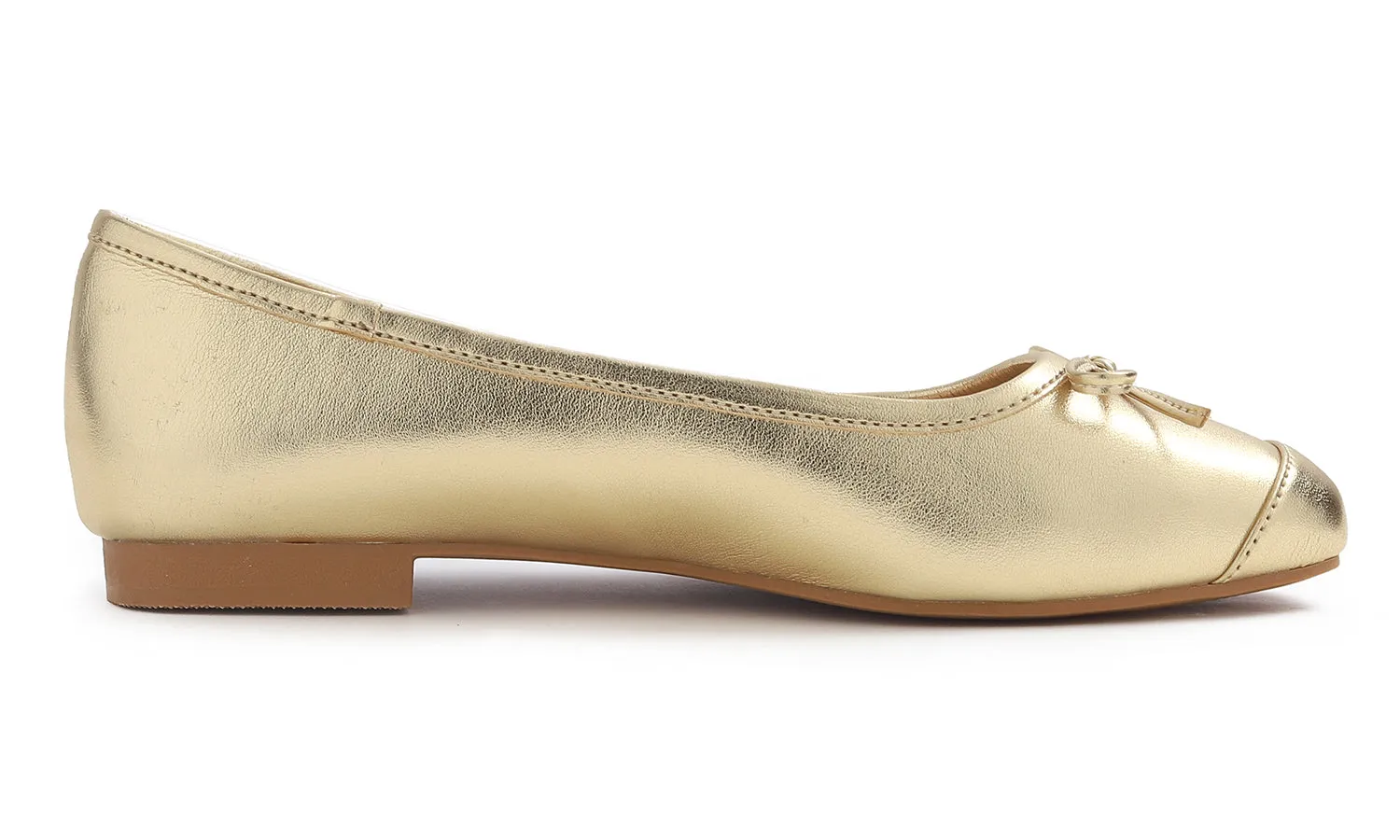 Feversole Women's Square Toe Fashion Bow Tie Dress Slip On Ballet Flats Metallic Vegan Leather