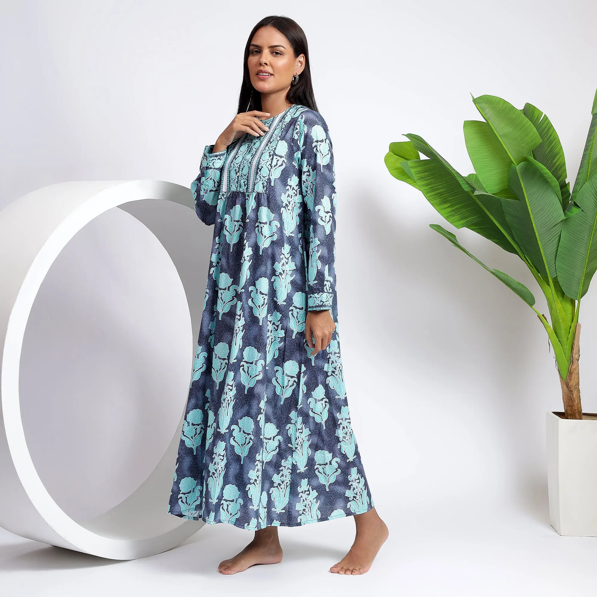 Floral Buti Prints Cotton Midi Dresses - Formal Chic Attire