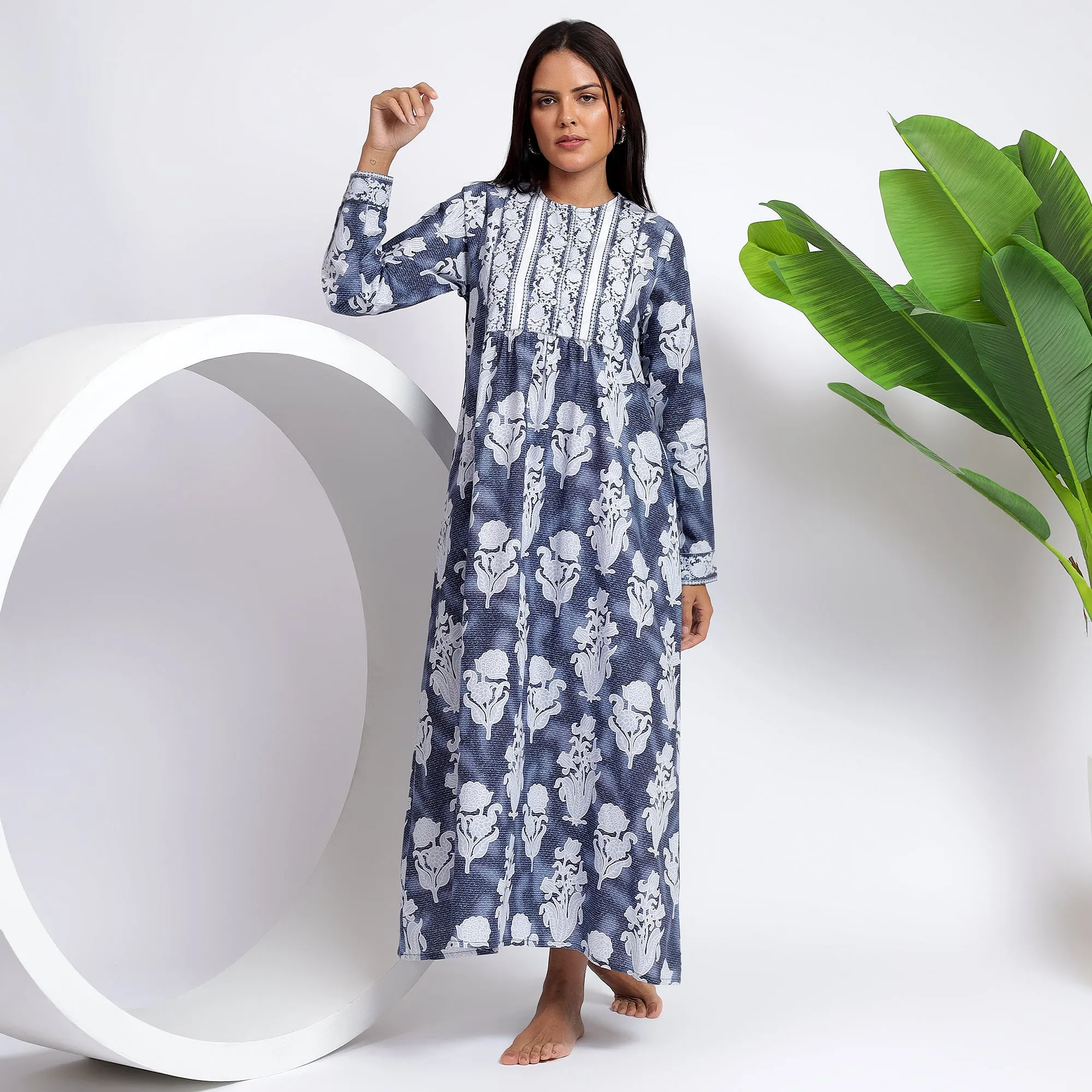 Floral Buti Prints Cotton Midi Dresses - Formal Chic Attire