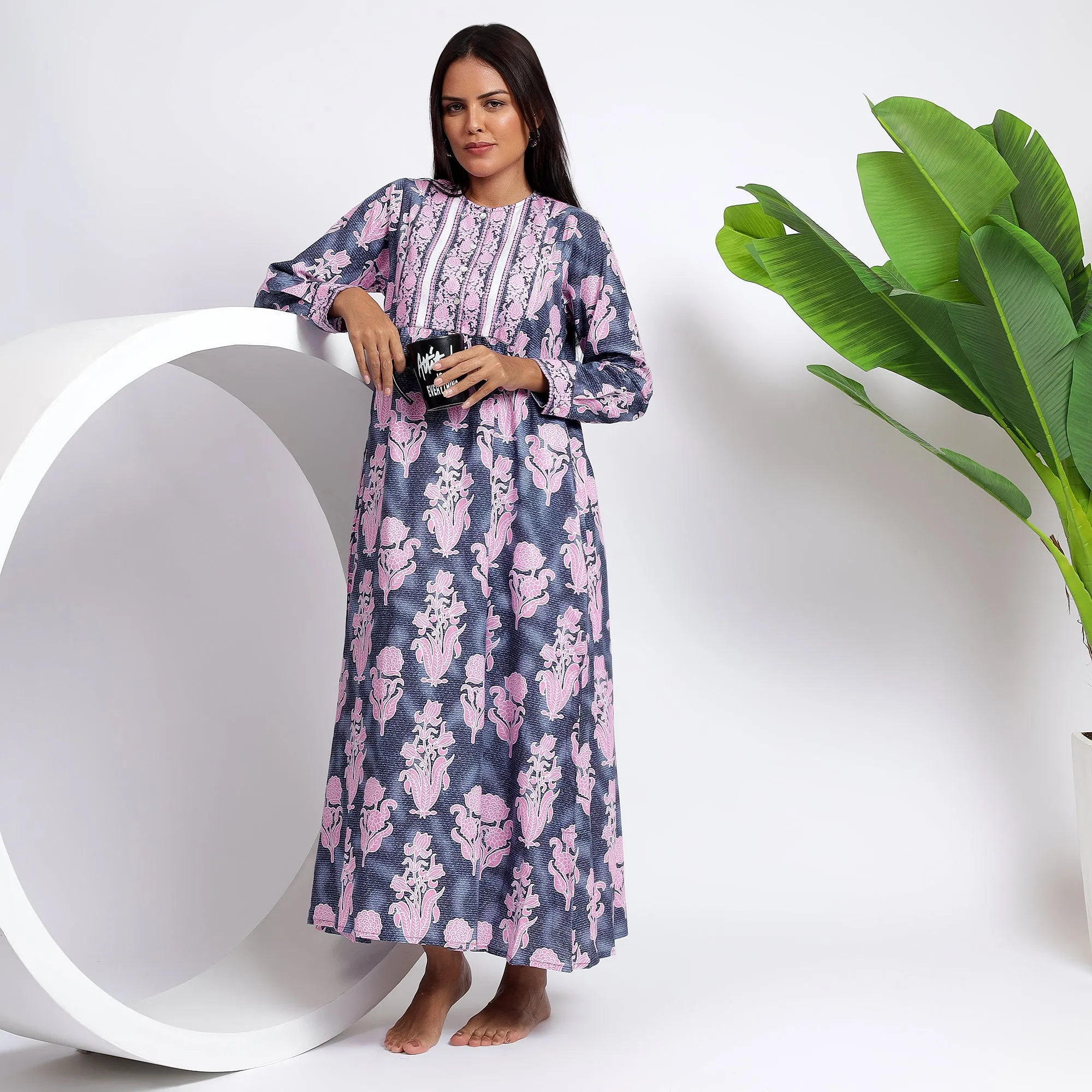 Floral Buti Prints Cotton Midi Dresses - Formal Chic Attire