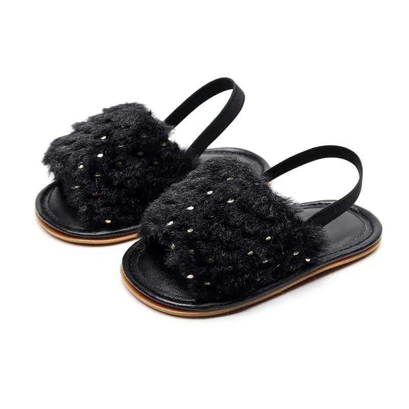 Gold Dot Open Toe Princess Flats Walking Shoes