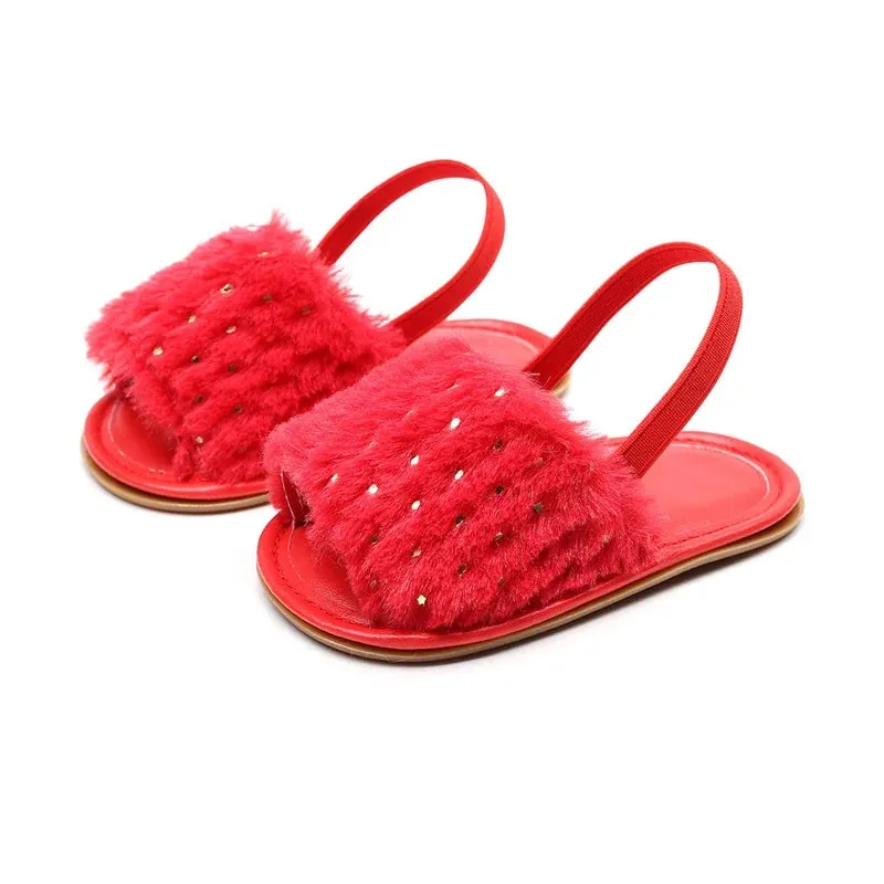 Gold Dot Open Toe Princess Flats Walking Shoes