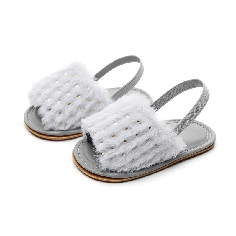 Gold Dot Open Toe Princess Flats Walking Shoes