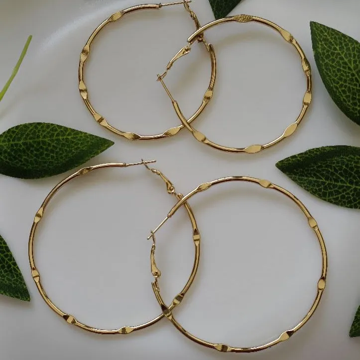 Gold Plated Hoops Earrings