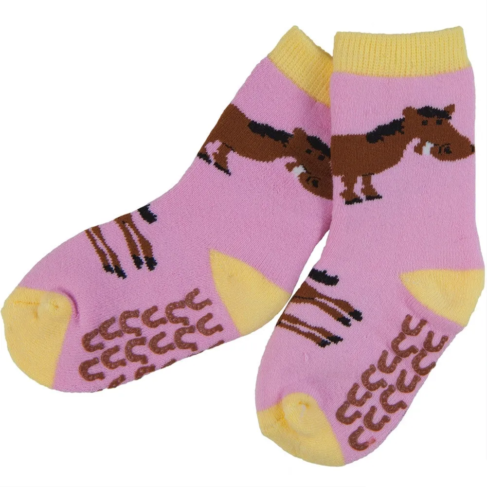 Horse & Shoes Infant Slipper Socks