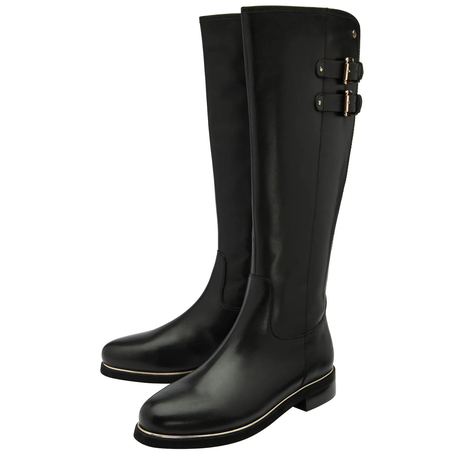 Lotus Caroline Ladies Black Leather Side Zip Knee High Boots