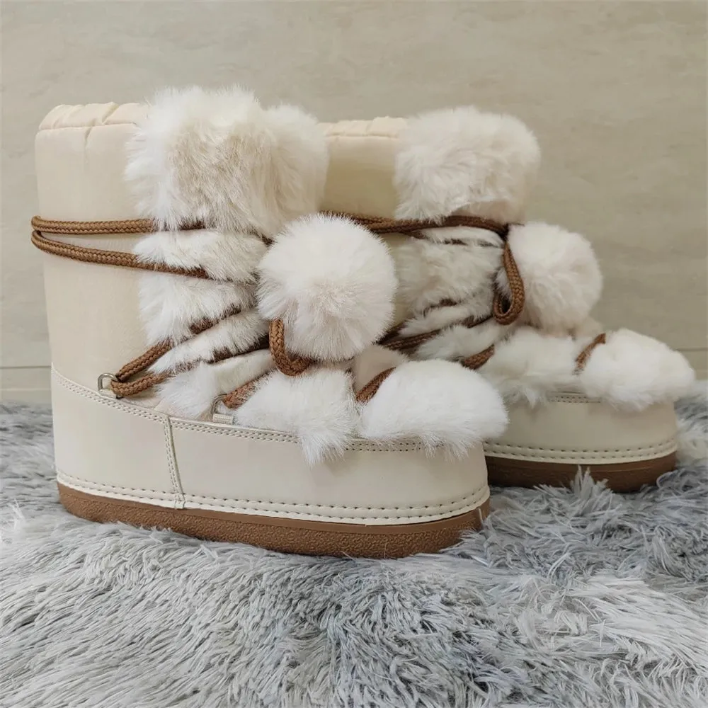 Middle Calf Lace-up Waterproof Snow Boots