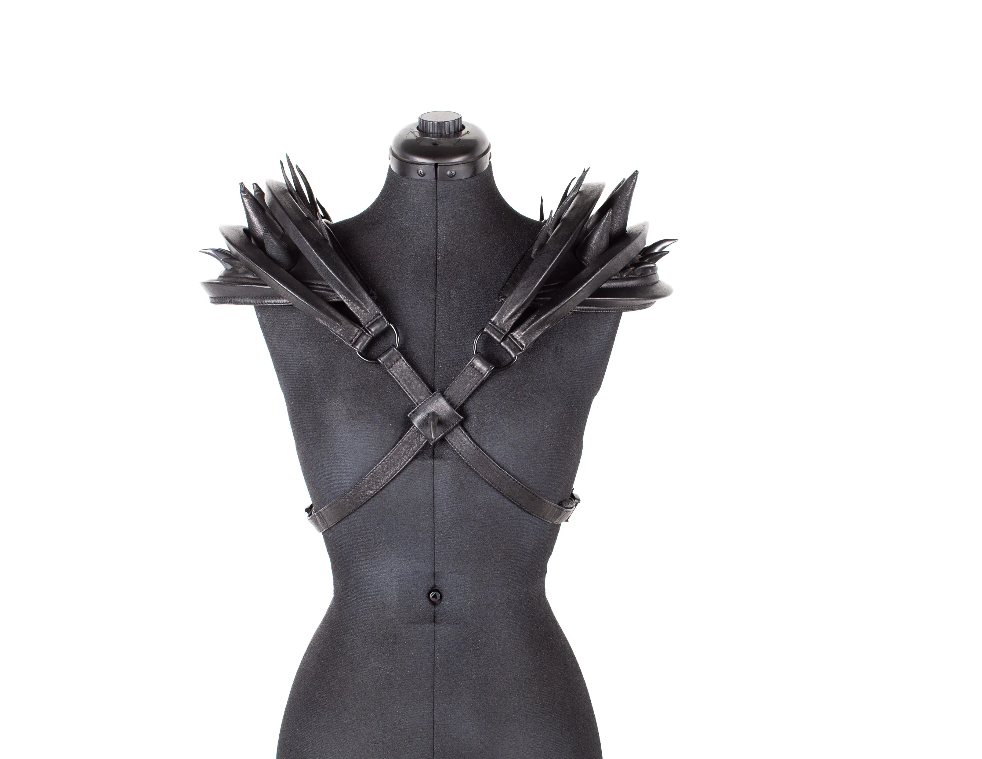 Modular Orbit Spiked Leather Harness   Epaulette