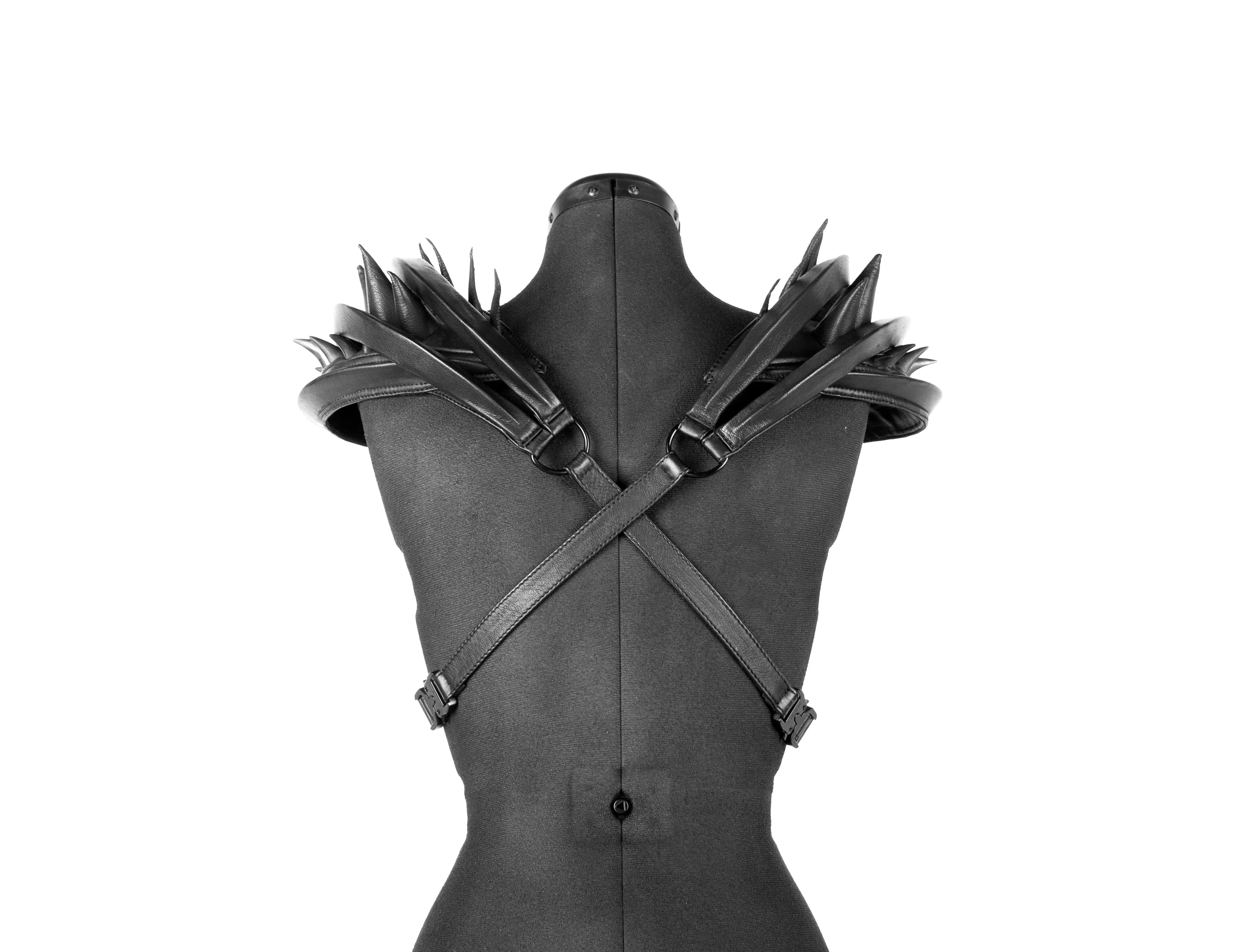 Modular Orbit Spiked Leather Harness   Epaulette