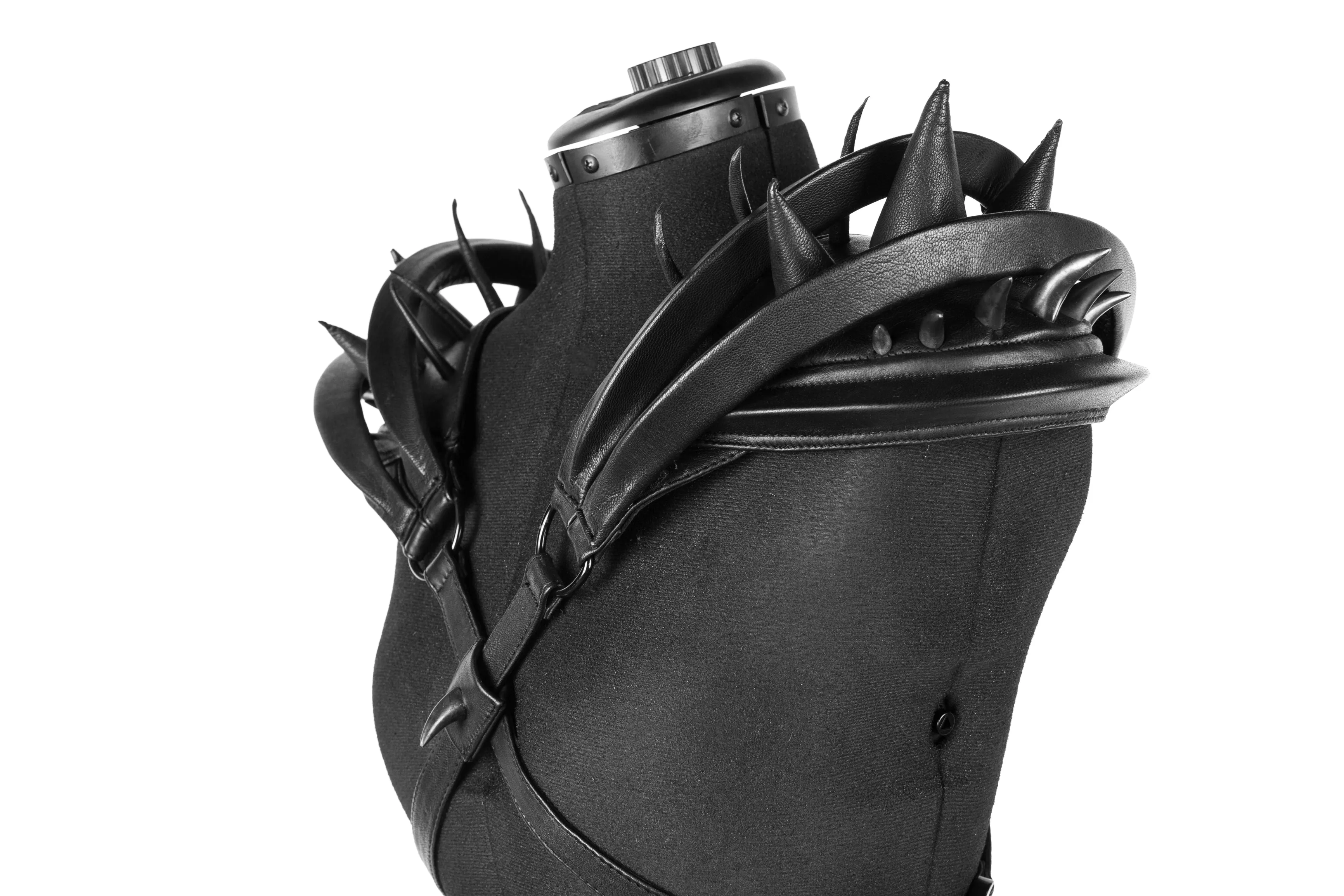 Modular Orbit Spiked Leather Harness   Epaulette