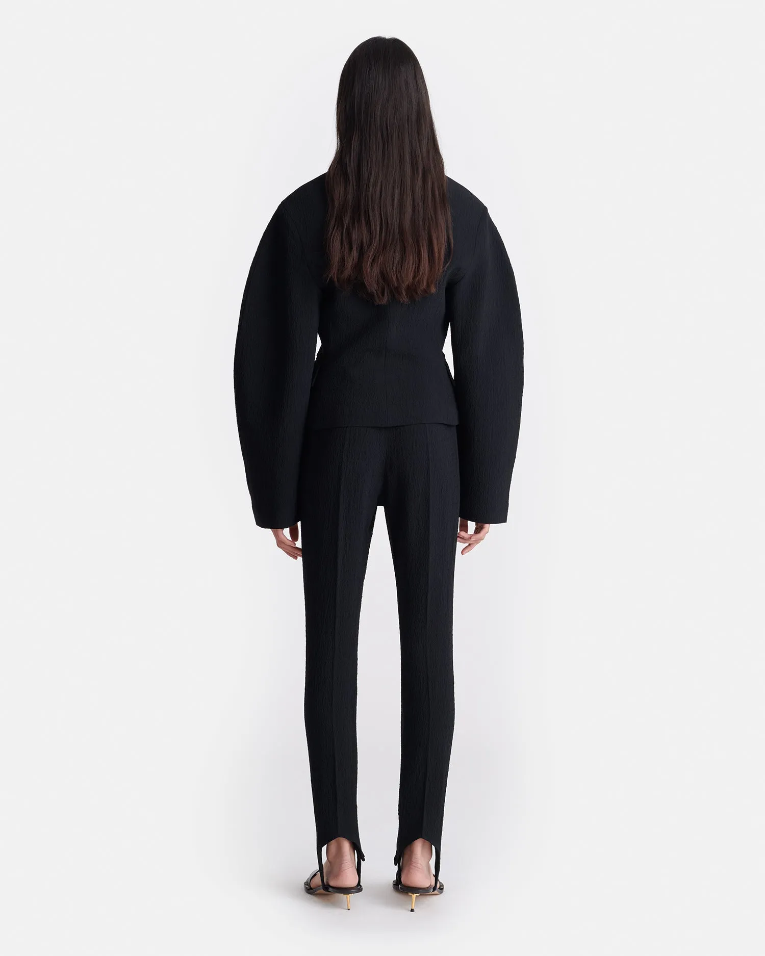 Savita - Seersucker Stirrup Pants - Black