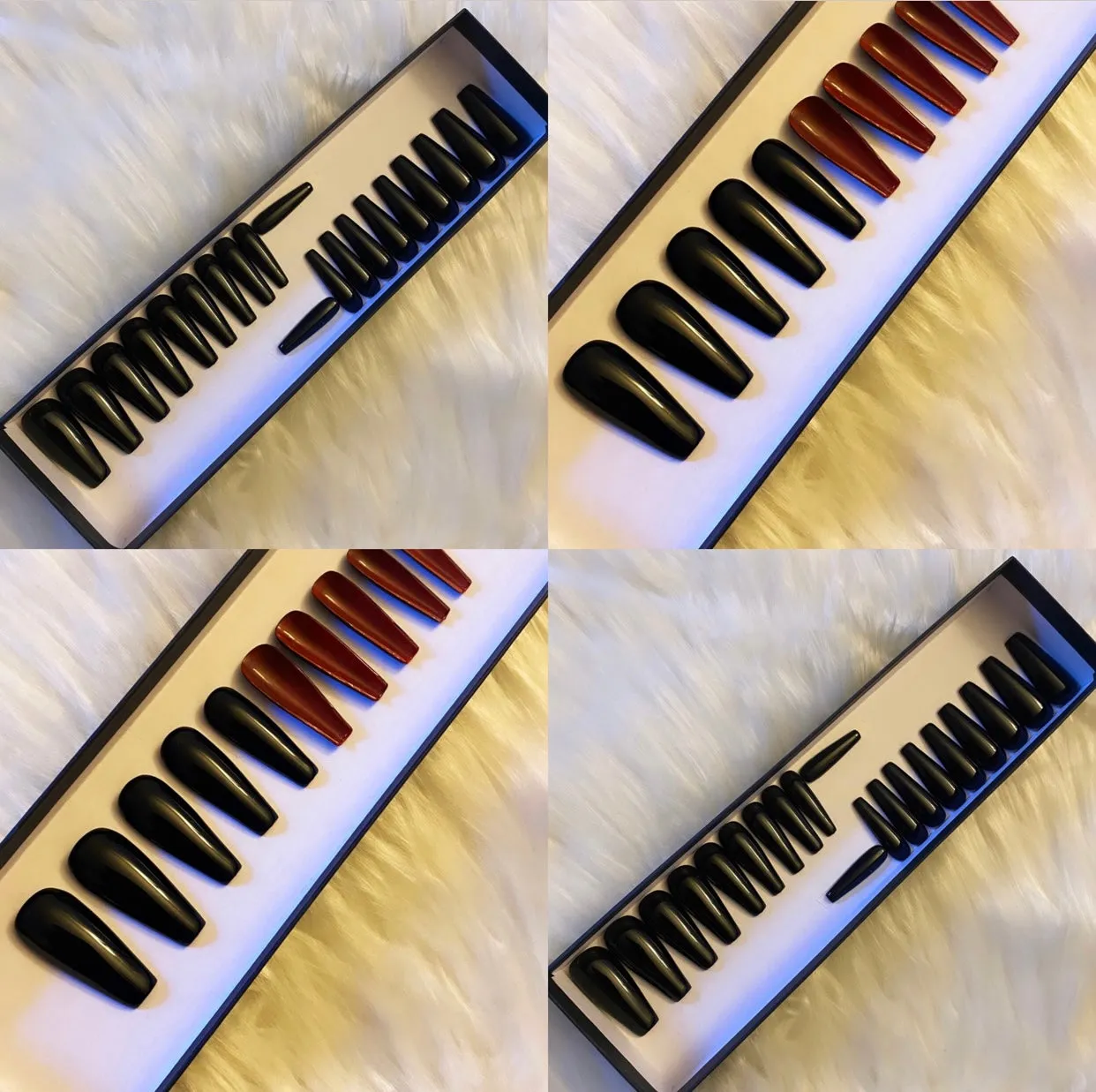 Shaded in the Snow: A Signature Classic | Ruby, No Woo, Red Bottoms | 20 NAILS PRESS-ON SET