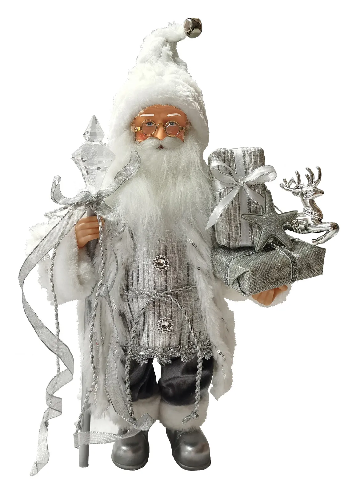 Silver Gift Bearer - 15" Santa