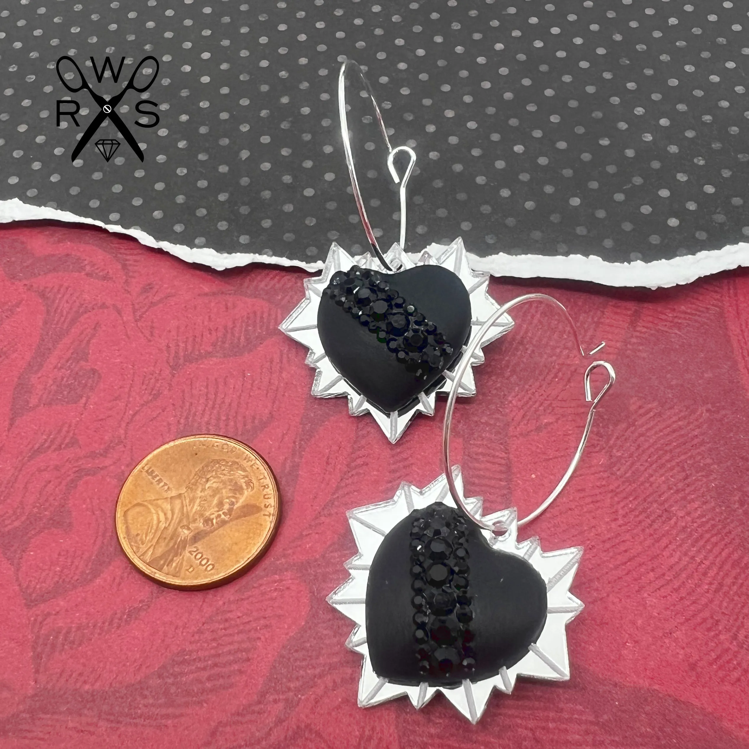 Spiked Heart Hoops