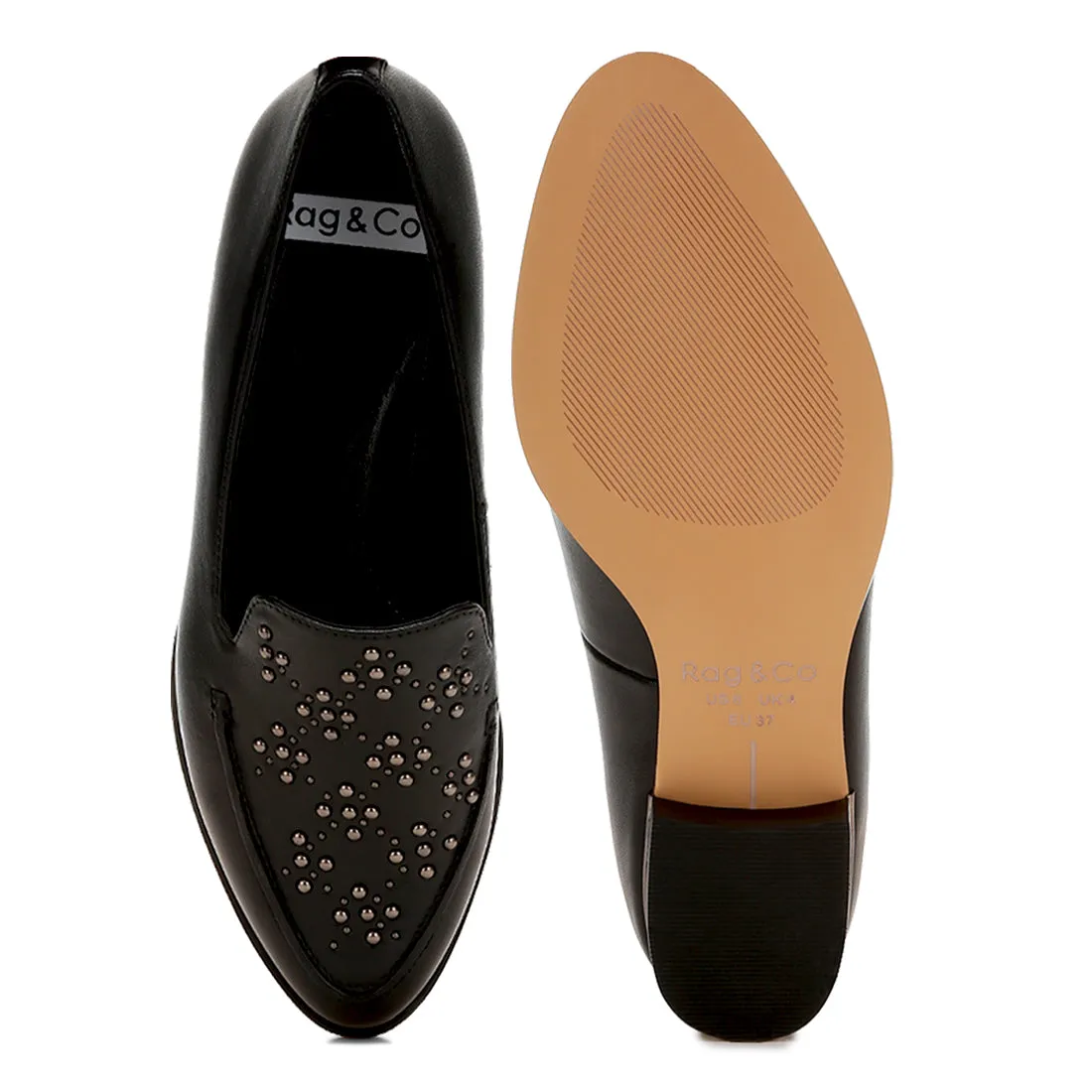 Studded Genuine Leather Loafers