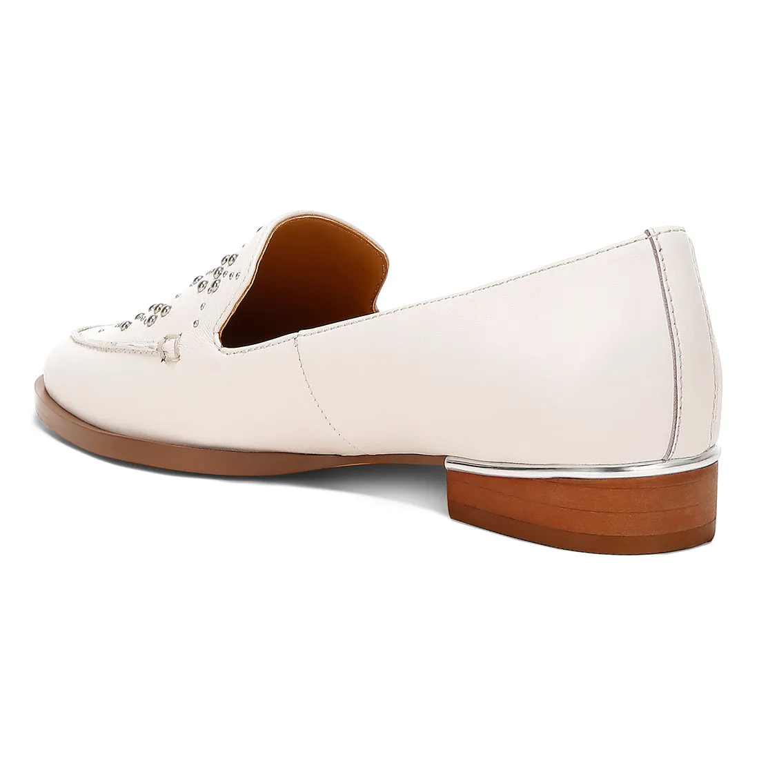 Studded Genuine Leather Loafers